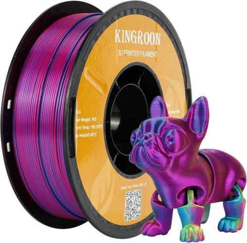 Kingroon PLA Silk üçlü renk Filament - Altın Fuşya Mavi - 0