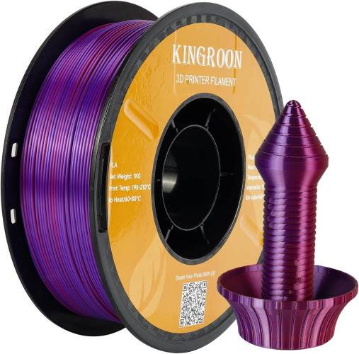 Kingroon PLA Silk üçlü renk Filament - Kırmızı Altın Mor - 1.75 - 1KG - 0